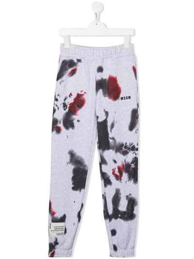 Shop Msgm Paint-splatter Detail Track Pants In Grey