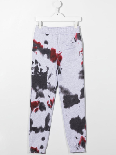 Msgm Teen Paint-splatter Detail Track Pants In Grey