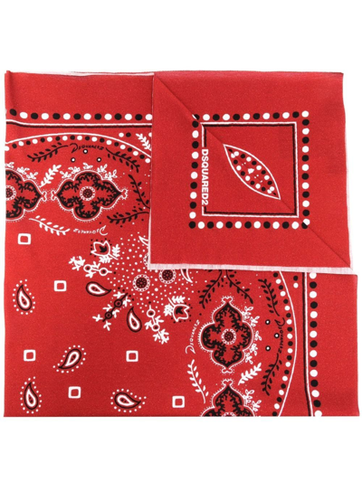 Shop Dsquared2 Paisley-print Cotton Scarf In Red