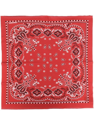 Shop Dsquared2 Paisley-print Cotton Scarf In Red