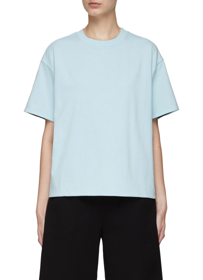 Shop Bottega Veneta Double Layer Sleeve Light Cotton T-shirt In Blue