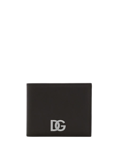 Shop Dolce & Gabbana Dg-logo Leather Bifold Wallet In Black