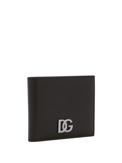 Shop Dolce & Gabbana Dg-logo Leather Bifold Wallet In Black