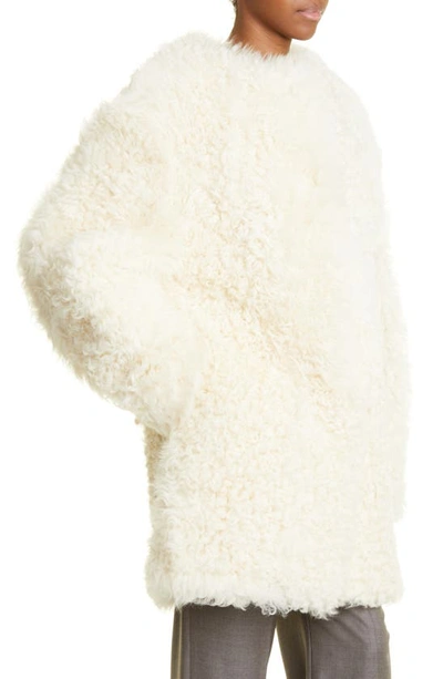 Shop Loulou Studio Genuine Shearling Coat In Vanilla/ Vanilla