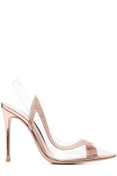 Shop Gianvito Rossi Crossover Detail Crystal In Beige