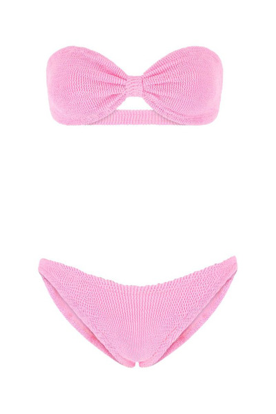 Shop Hunza G Jean Crinkle Bandeau Bikini Set In Pink