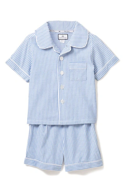 Shop Petite Plume Kids' Seersucker Stripe Short Two-piece Pajamas In Blue