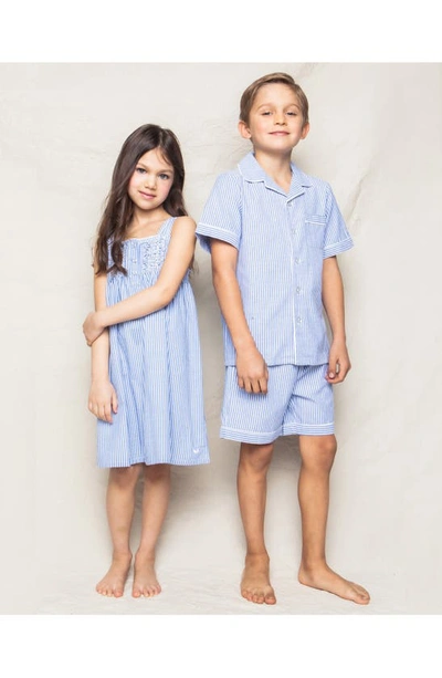 Shop Petite Plume Kids' Seersucker Stripe Short Two-piece Pajamas In Blue