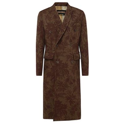 Shop Uma Wang Double Breasted Long Sleeved Coat In Brown