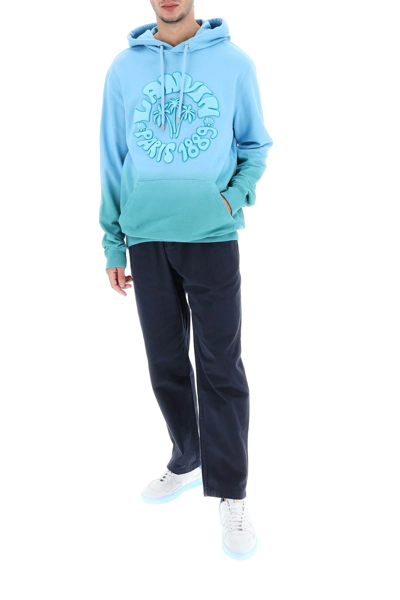 Shop Lanvin 'wave Logo' Tie-dye Hoodie In Light Blue