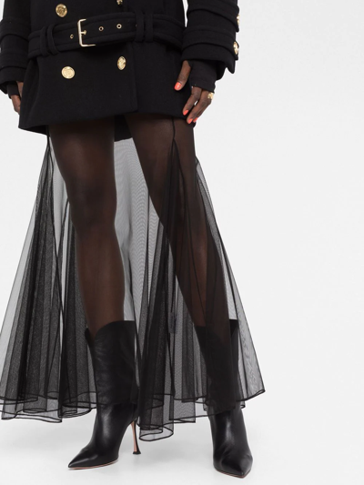 Shop Saint Laurent Sheer Tulle Skirt In Schwarz