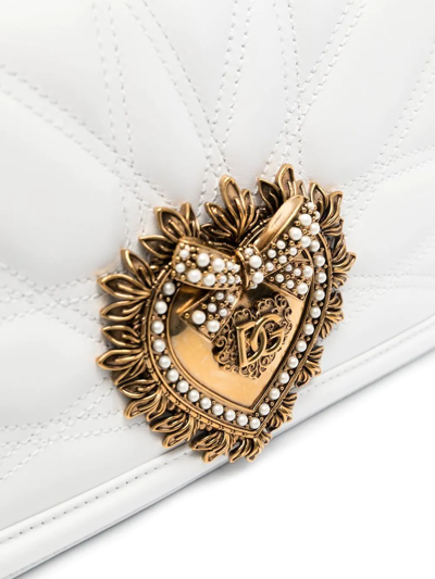 Shop Dolce & Gabbana Medium Devotion Quilted Shoulder Bag In White