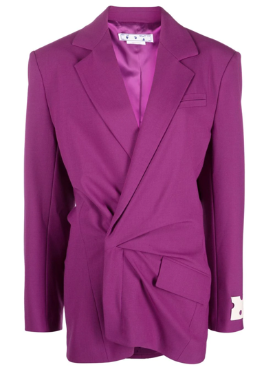 Shop Off-white Wrap-style Blazer Dress In Violett