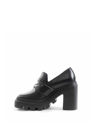 Shop Vic Matie Gear Heel Leather Loafer In Nero