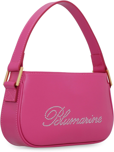 Shop Blumarine Logo Print Leather Handbag In Fuchsia