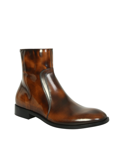 Shop Maison Margiela Waxed Ankle Boots In Brown