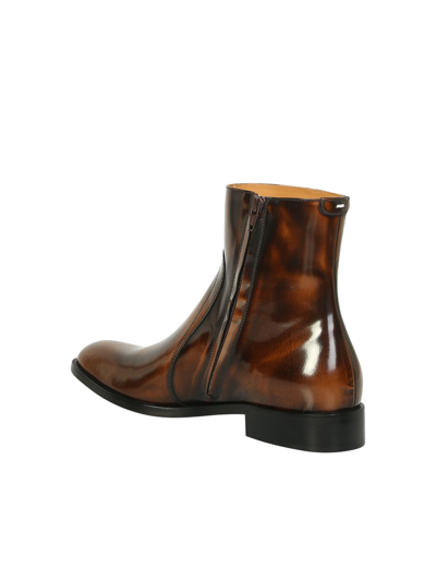 Shop Maison Margiela Waxed Ankle Boots In Brown