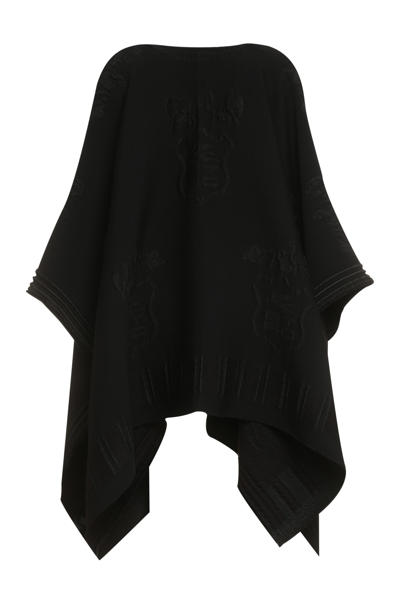 Shop Etro Jacquard Blend Wool Cape In Black