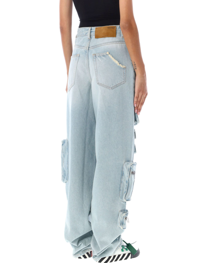 Shop Off-white Bleach Multipocket Cargo Pants In Light Blue