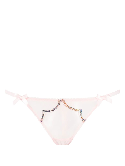 Shop Agent Provocateur Party Lorna Embellished Thong In Pink