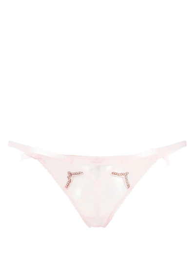 Shop Agent Provocateur Party Lorna Embellished Thong In Pink