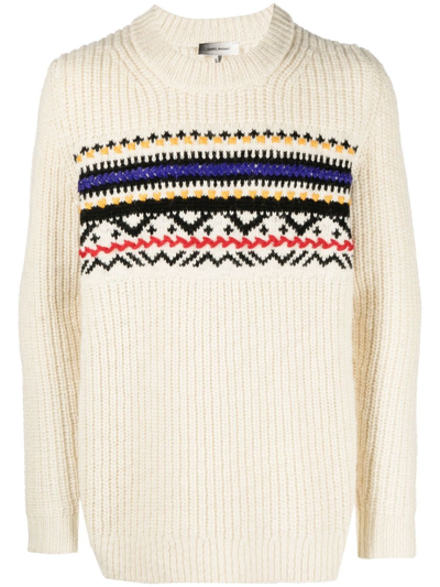 Shop Isabel Marant Gerald Jacquard Jumper In White