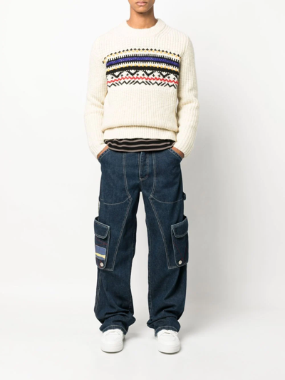 Isabel Marant Neutral Gerald Wool Jacquard Sweater In White