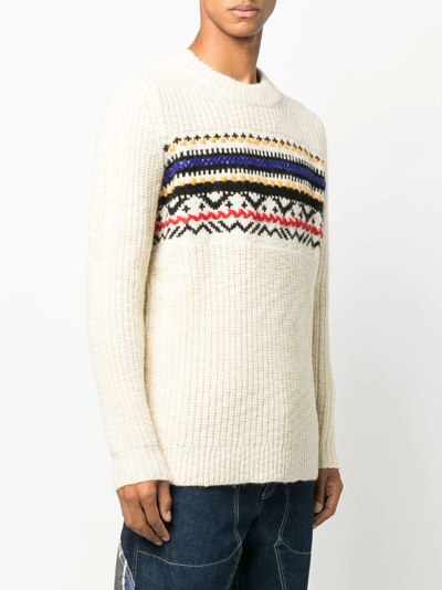 Isabel Marant Neutral Gerald Wool Jacquard Sweater In White