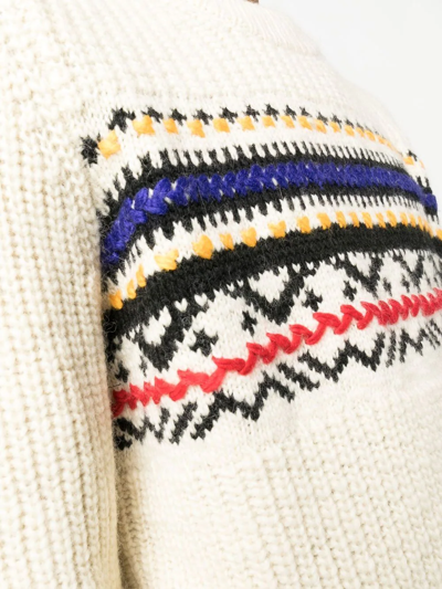 Isabel Marant Neutral Gerald Wool Jacquard Sweater In White