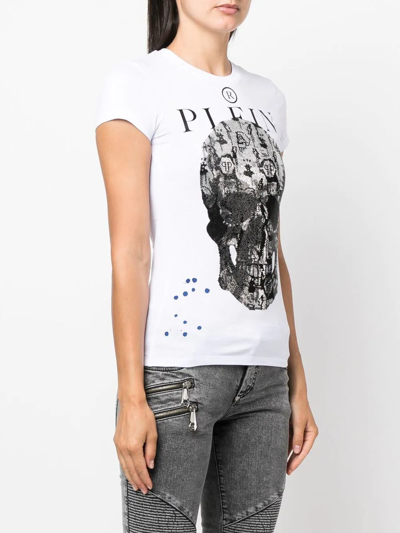 Shop Philipp Plein Skull-print Cotton T-shirt In White