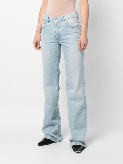 Shop Off-white Bleach Baby Baggy Flared Jeans In Blue