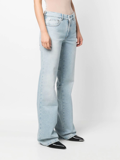 Shop Off-white Bleach Baby Baggy Flared Jeans In Blue