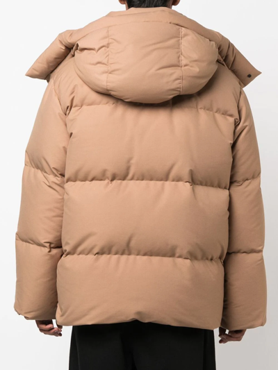 Off-white Race Canvas Down Padded Jacket In Brown