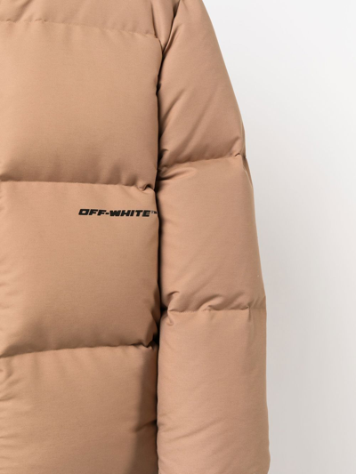 Off-white Race Canvas Down Padded Jacket In Brown