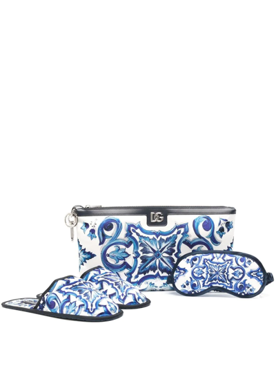 Dolce & Gabbana Blue Comfort Slippers And Eye Mask Set In Blue