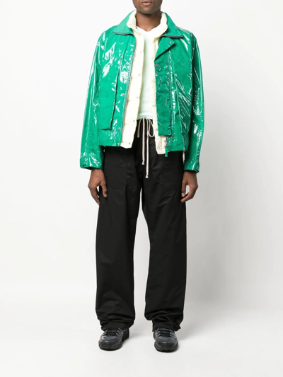 Shop Stone Island Shadow Project Laminated Feather-down Biker Jacket In Green