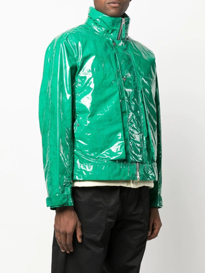 Shop Stone Island Shadow Project Laminated Feather-down Biker Jacket In Green