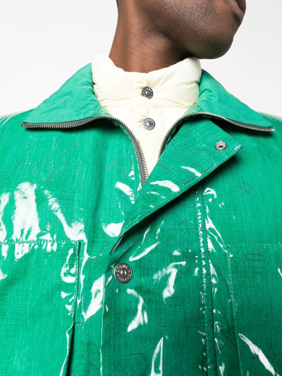 Shop Stone Island Shadow Project Laminated Feather-down Biker Jacket In Green