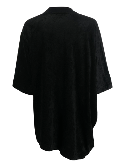 Shop Christian Wijnants Tal Asymmetric Fine-ribbed T-shirt In Black