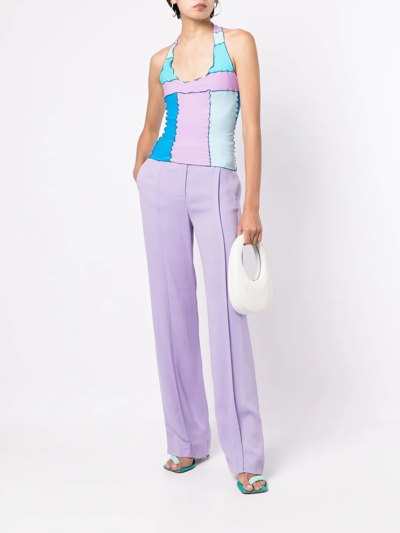 Sherris Colour-block Halter-neck Top In Blue