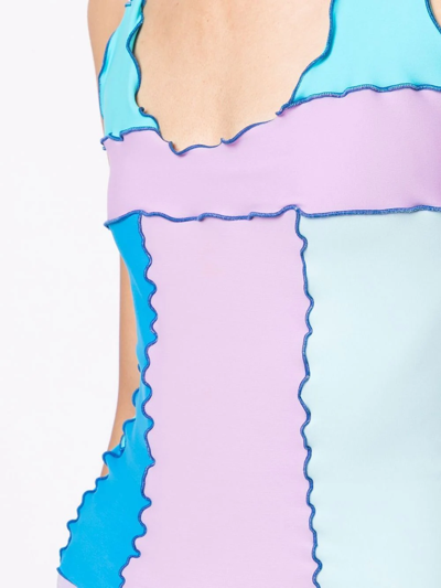 Sherris Colour-block Halter-neck Top In Blue