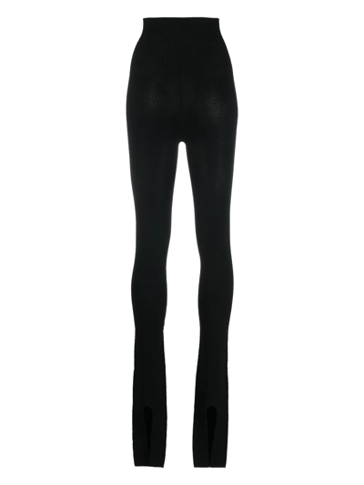 Shop Alessandro Vigilante Fine-knit Foot Strap Leggings In Black