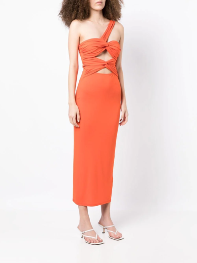 Shop Ronny Kobo Mirabelle Cut-out Asymmetrical Dress In Orange