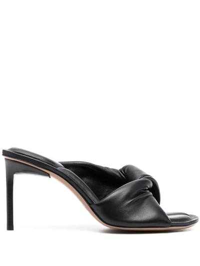 Shop Jacquemus Padded Twist-detailing Mules In Black