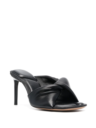 Shop Jacquemus Padded Twist-detailing Mules In Black