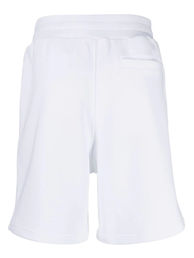 Shop Moschino Logo-print Cotton Shorts In White