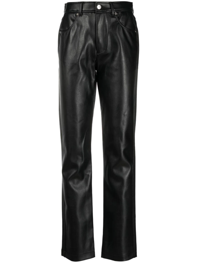 Diesel Leather-effect Straight-leg Trousers In Black | ModeSens