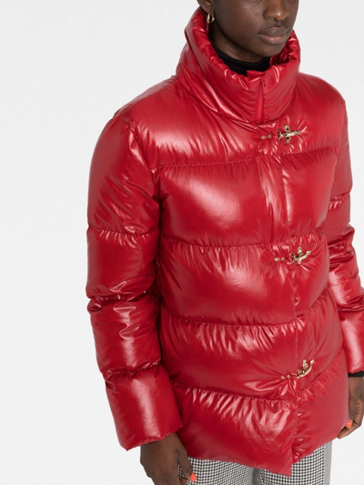 Shop Fay Hooded Down Puffer Jacket In Red