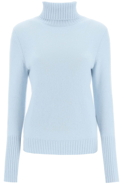 Shop Allude Cashmere Turtleneck Sweater In #add8e6