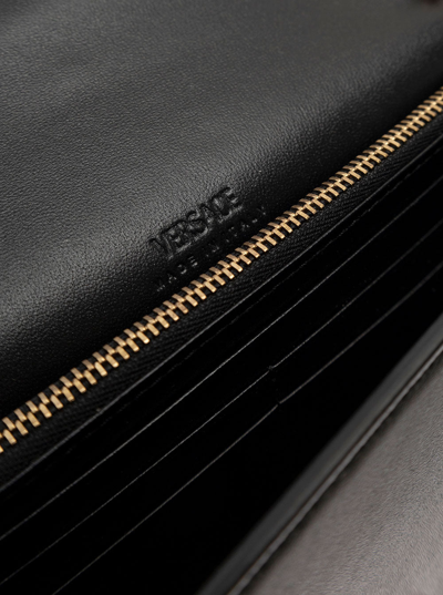 Shop Versace Black And Gold Greca Goddes Shoulder Bag Woman